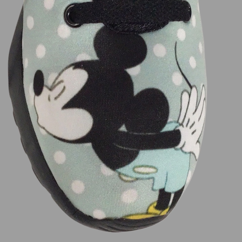 MICKEY and MINNIE Kissing Sneakers Light Green White Polka Dots Size 7 - Picture 3 of 10